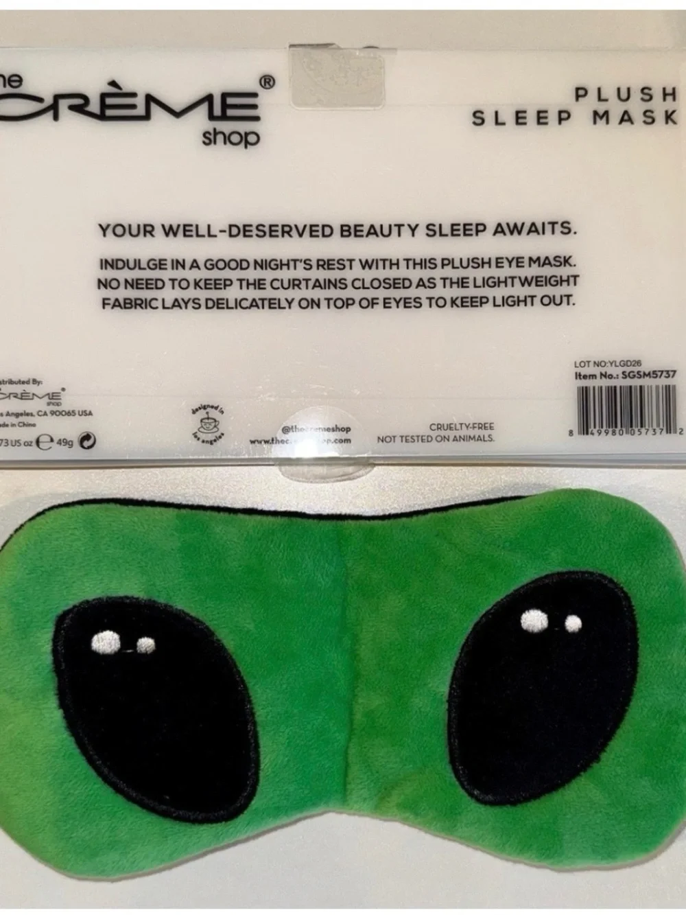 The Crème Shop A-Sleepy Alien Plush Sleep Mask One Size Green/Black